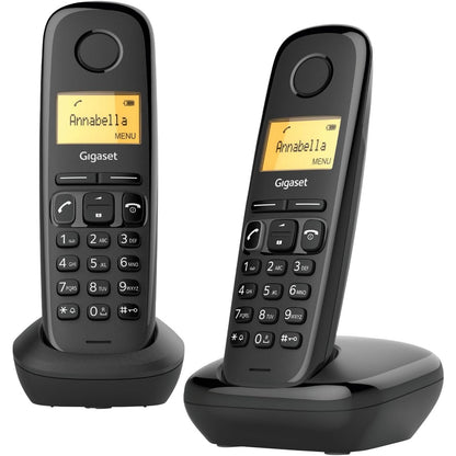 266427 - Gigaset A170 Duo - Dy Telefona Pa Tel, ekran i ndriçuar, instalim i lehtë, thirrje të brendshme, transferim thirrjesh, i zi [Versioni Italian]