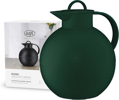 218820 - ALFI KUGEL 0.94l, dyshek jeshil tymi, karafe plastike e izoluar me futje qelqi higjienike të temperuar, kapak që hapet me rrotullim, termos sferik, pa BPA