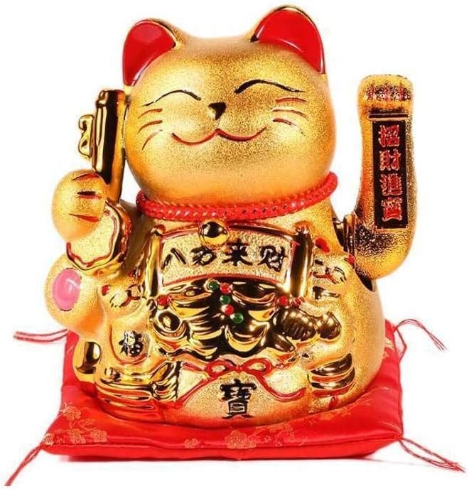 217942 - LACHINEUSE Maneki Neko i Madh i Artë me Krah të Lëvizshëm, Statujë Mace Japoneze me Fat, Figurinë 20 cm