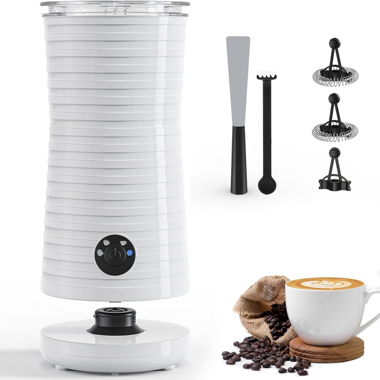 213719 - Morpilot 4-në-1 Shkumëzues Qumështi Elektrik me Shkumë të Nxehtë dhe të Ftohtë dhe Ngrohës Qumështi, Emulsifikues Automatik 400W 240ml për Cappuccino, Macchiato dhe Latte