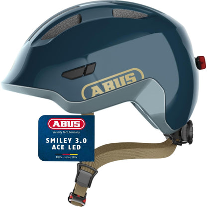 292727 - ABUS - Helmetë Smiley 3.0 ACE LED për fëmijë, për vajza dhe djem, madhësia S, blu me shkëlqim