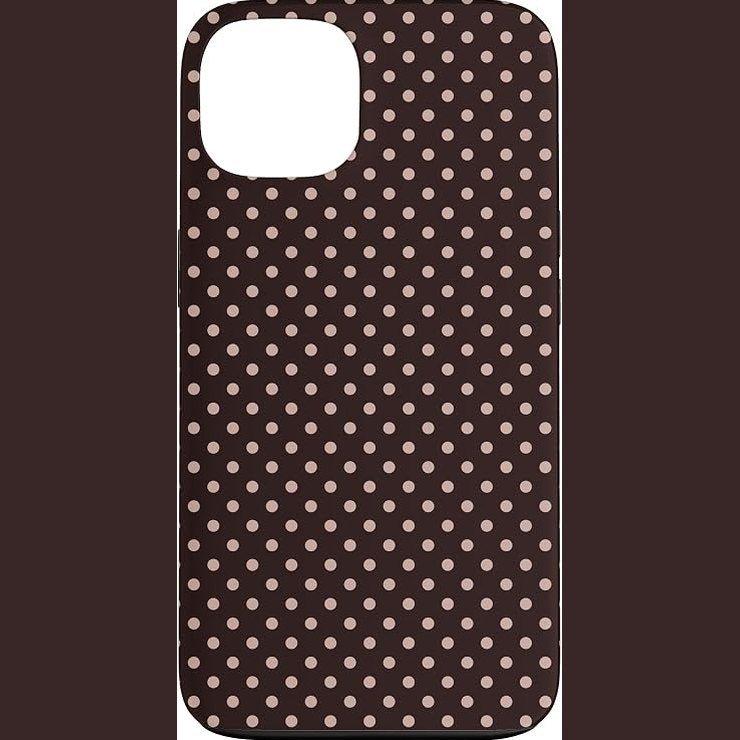 276852 - Mbrojtëse për iPhone 13, ngjyrë kafe me pika, model klasik, ngjyrë boho