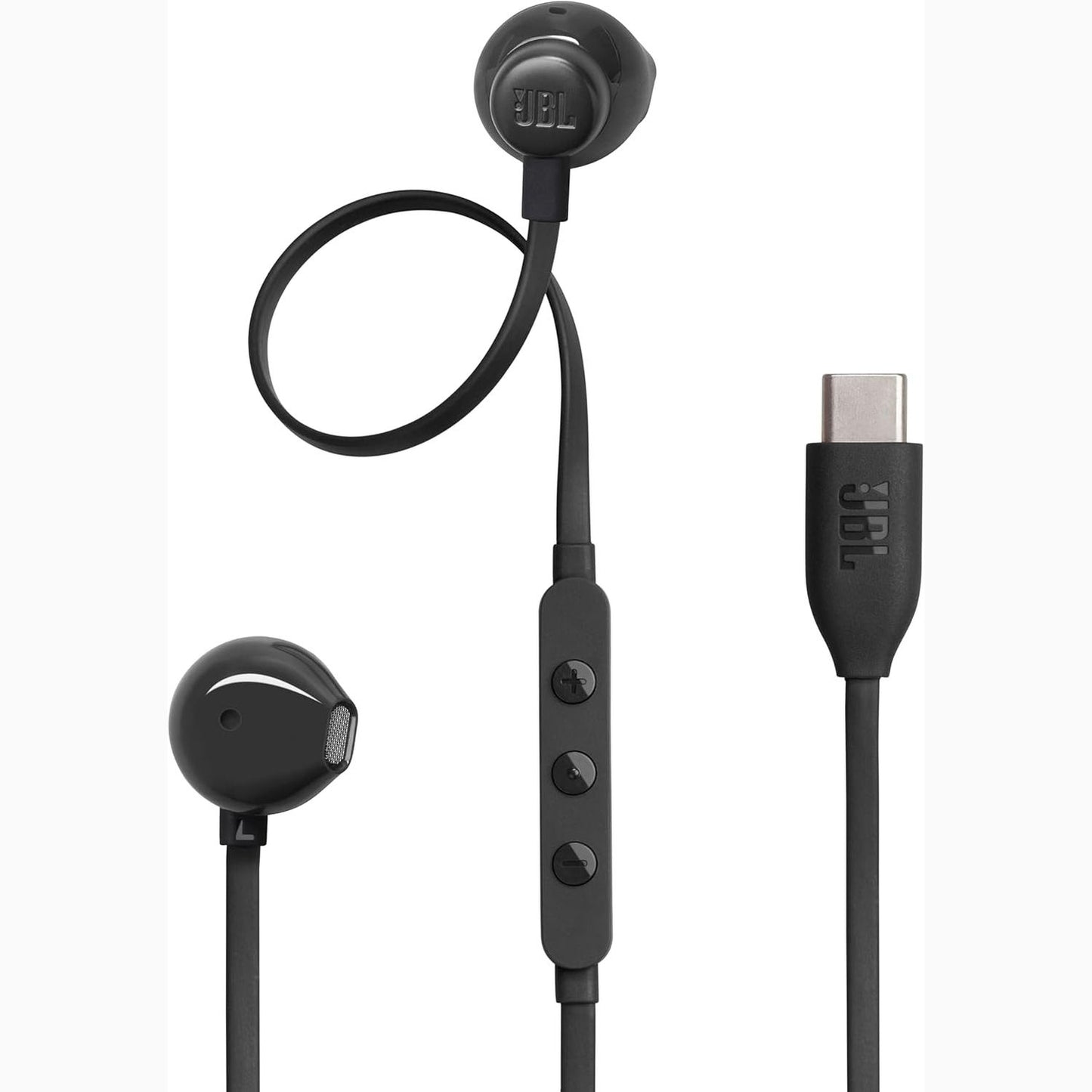 268850 - JBL Kufje Tune 305 C USB-C me kabllo të sheshtë, kontroll i thellë i baseve me 3 butona, JBL Pure Bass, ngjyrë e zezë