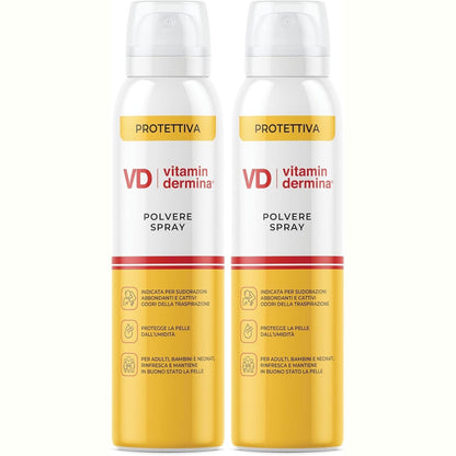 272256 - VITAMINDERMINA Pluhur Mbrojtës në Sprej 150 ml, Pa talk, Me Kompleks Vitaminash®, Thith Lagështirën dhe Djersën