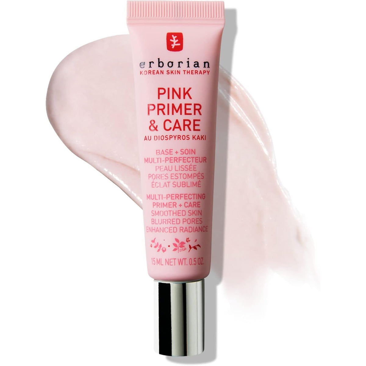 307805 - ERBORIAN Pink Primer & Care - Abetare për makijazh për të gjitha nuancat e lëkurës - Fondatinë dhe hidratim për një lëkurë të butë dhe rrezatuese - Kozmetikë koreane me ekstrakt Diospyros Kaki