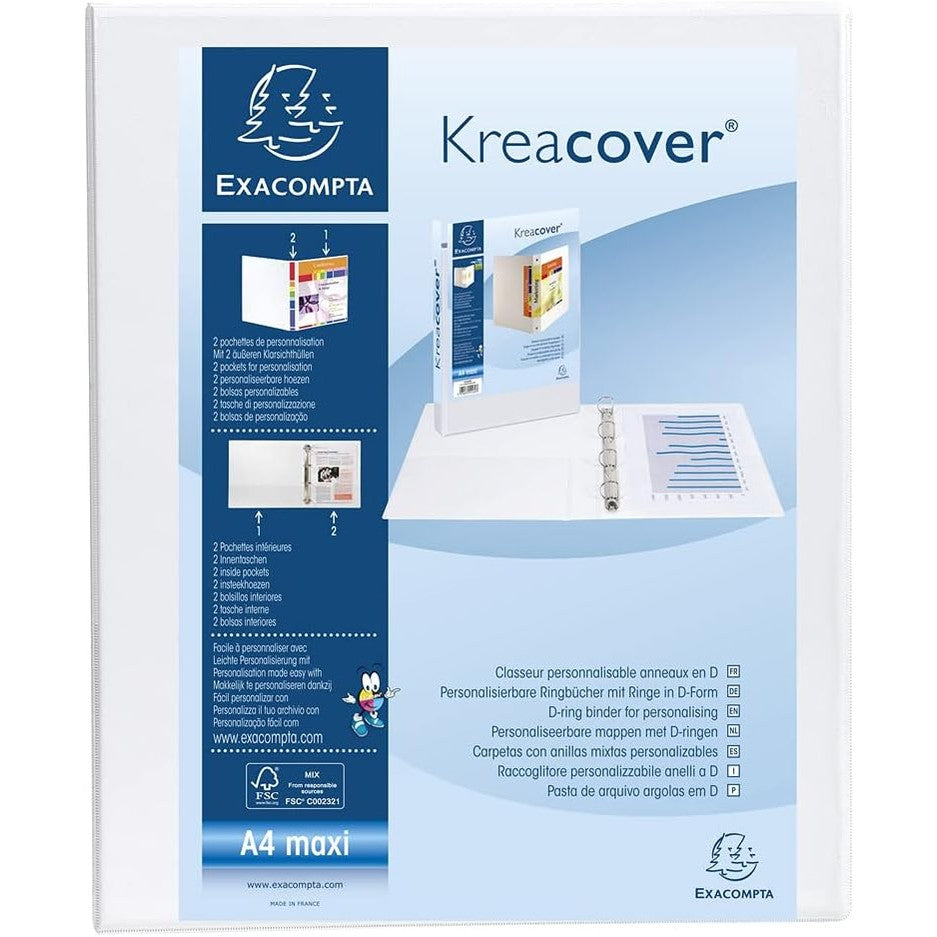 277275 - EXACOMPTA Dosje me 4 unaza të personalizueshme D20 e bardhë A4 Maxi