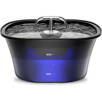 241538 - Shatërvan për mace, 2.5L, ultra i qetë me LED dhe filtër karboni të aktivizuar, sistem filtri katërfish, pa BPA
