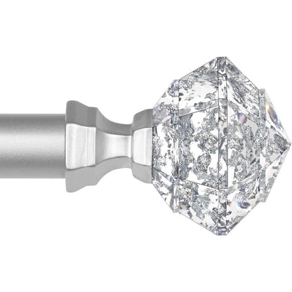 136266 - SHUFRA SHQIP Perdesh e zezë e rregullueshme 80-148cm me finiale diamanti transparent dhe mbajtëse, për dhomën e gjumit, dhomën e ndenjes, dhomën e ngrënies, kuzhinën