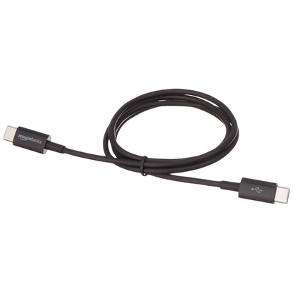 267416 - AMAZON BASICS - Kabllo karikimi të shpejtë USB-C në USB-C 2.0, shpejtësi 480 Mbps, i çertifikuar USB-IF, 0.9 m (3 ft), i zi