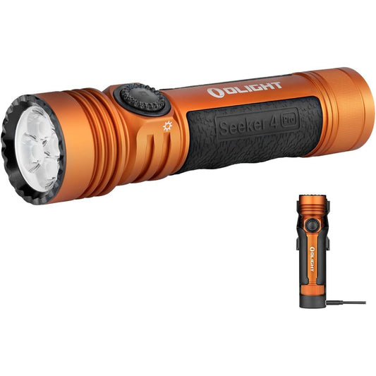 177026 - OLIGHT - Dritë dore LED Seeker 4 Pro, 4600 Lumen, Distanca 260 metra, E rikarikueshme përmes USB-C, Jetëgjatësi e baterisë 15 ditë, Me këllëf, Ngjyra: Portokalli e ftohtë e bardhë