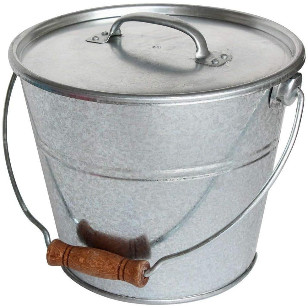 288931 - GUILLOUARD Kovë me Kapak 5 L – Çelik i Galvanizuar, Dorezë Druri, Kovë Metalike Vintage - 080650