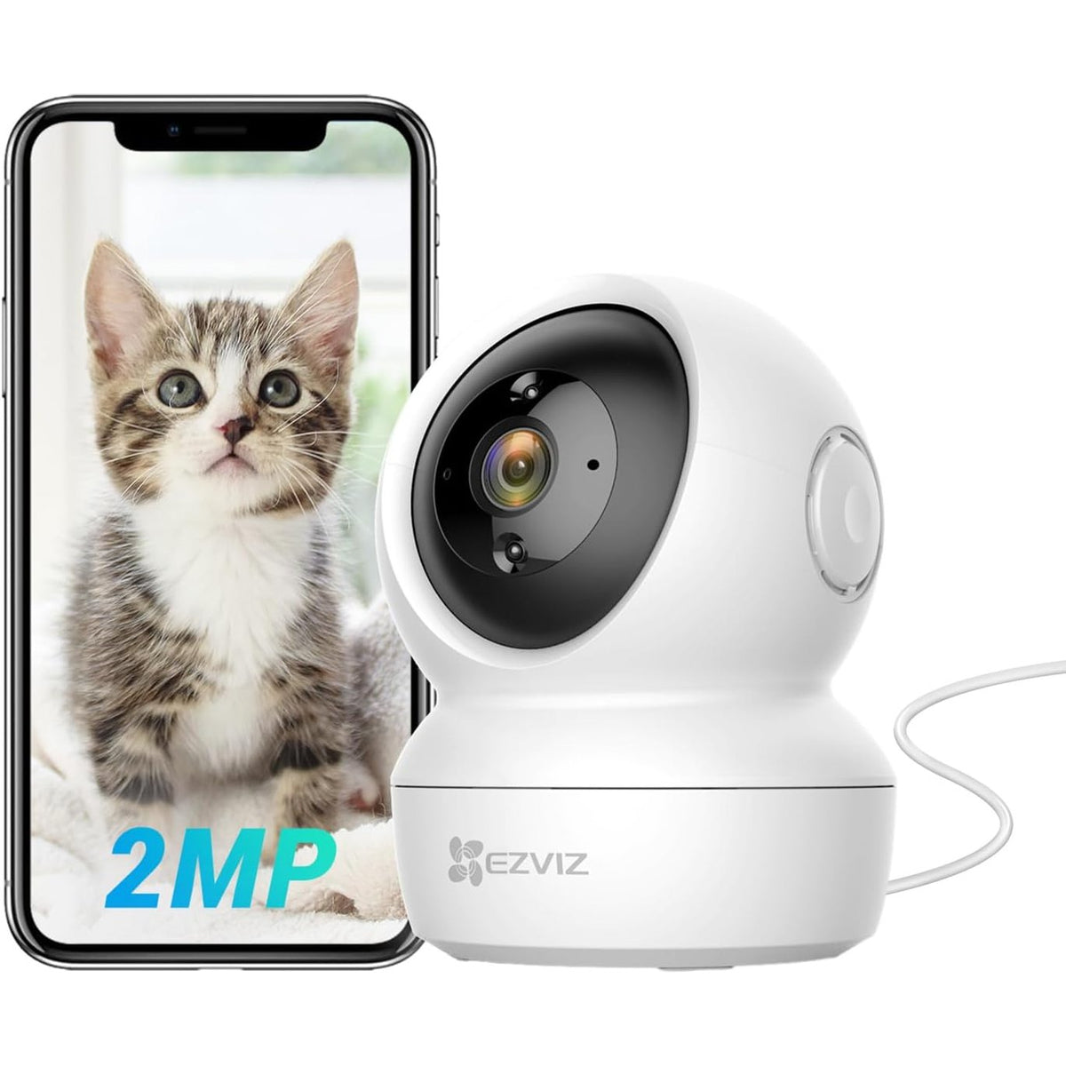 314015 - EZVIZ Kamera C6N 1080p Wi-Fi e Brendshme - Panoramë/Anim/Zmadhim, e pajtueshme me Alexa, Rrotullim 360°, Shikim Natën, Gjurmim Lëvizjesh dhe Audio Dy-Kahëshe