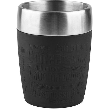 215957 - EMSA Gotë për Pije e Izoluar, Shijojeni në Lëvizje, 200 ml, Kapak për Pije me Twist-Hiqje, E Zezë, Gotë Udhëtimi