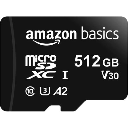 273037 - AMAZON BASICS Kartë memorieje microSDXC me madhësi të plotë, A2, U3, shpejtësi leximi deri në 100 MB/s, 512 GB, e zezë