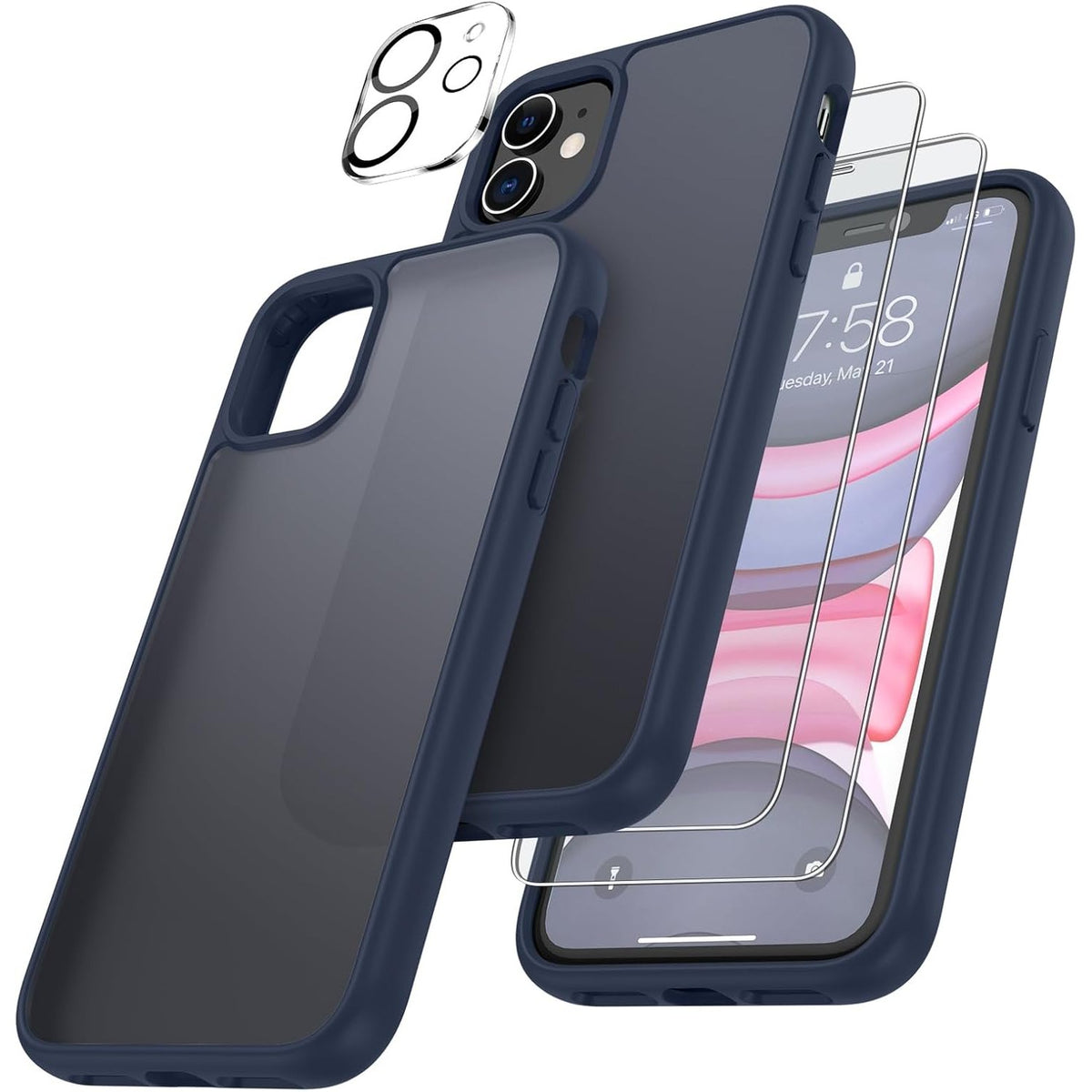 296359 - FLLAO - Mbështjellëse 4 në 1 për iPhone 11 6.1", Vjollcë e Errët