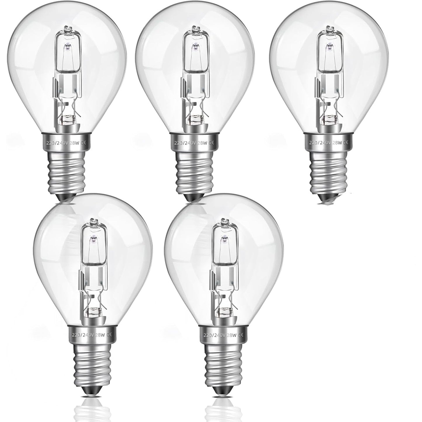224772 - LIUYIFE Llambë E14 G45 28W me errësim, e bardhë e ngrohtë 2700K, 370LM, AC 230V, Llambë qelqi transparente G45, pako me 5 copë