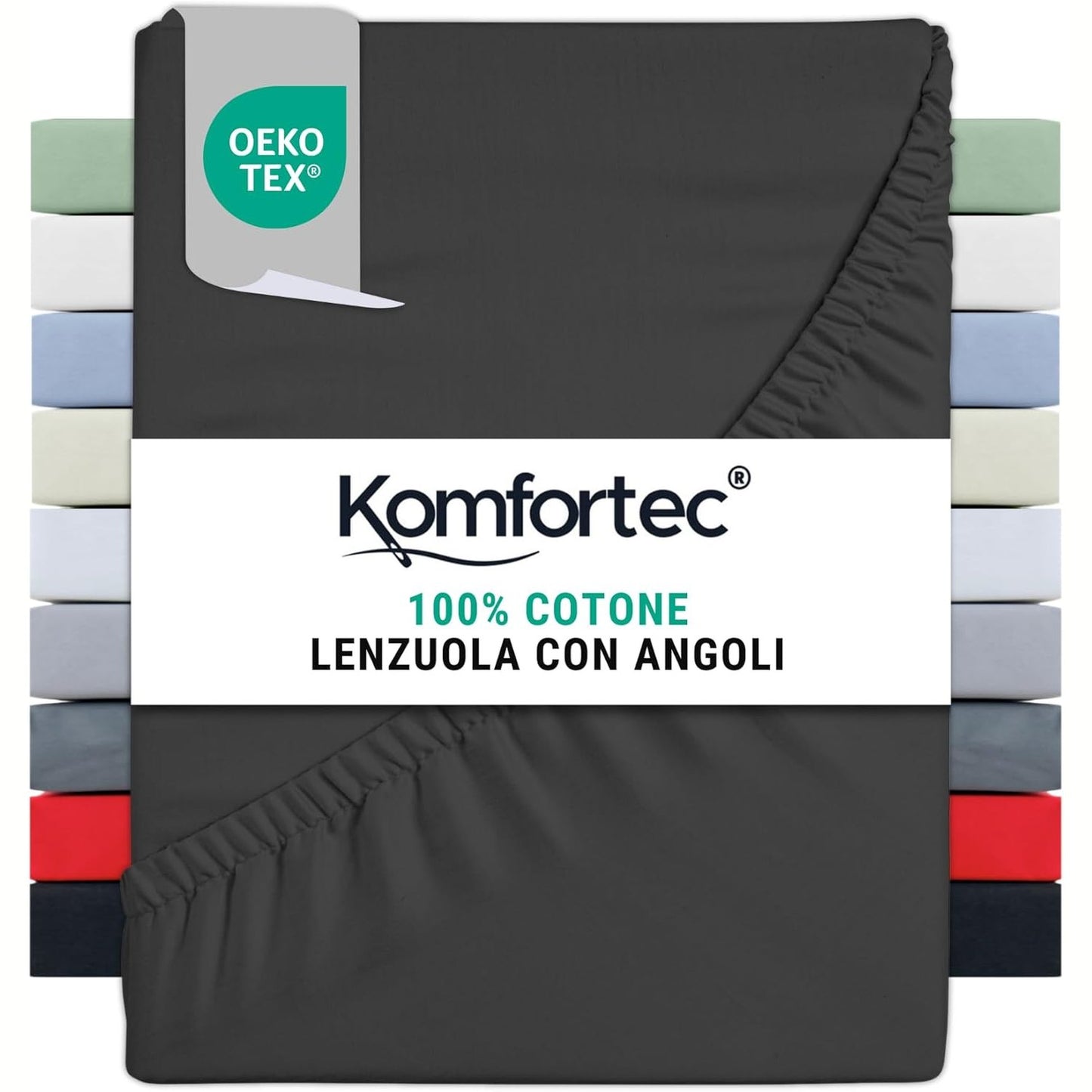 228708 - Komfortec Çarçaf i Lidhur për Shtrat 180x200 cm, 100% Pambuk Jersey 135g/m², Antracit