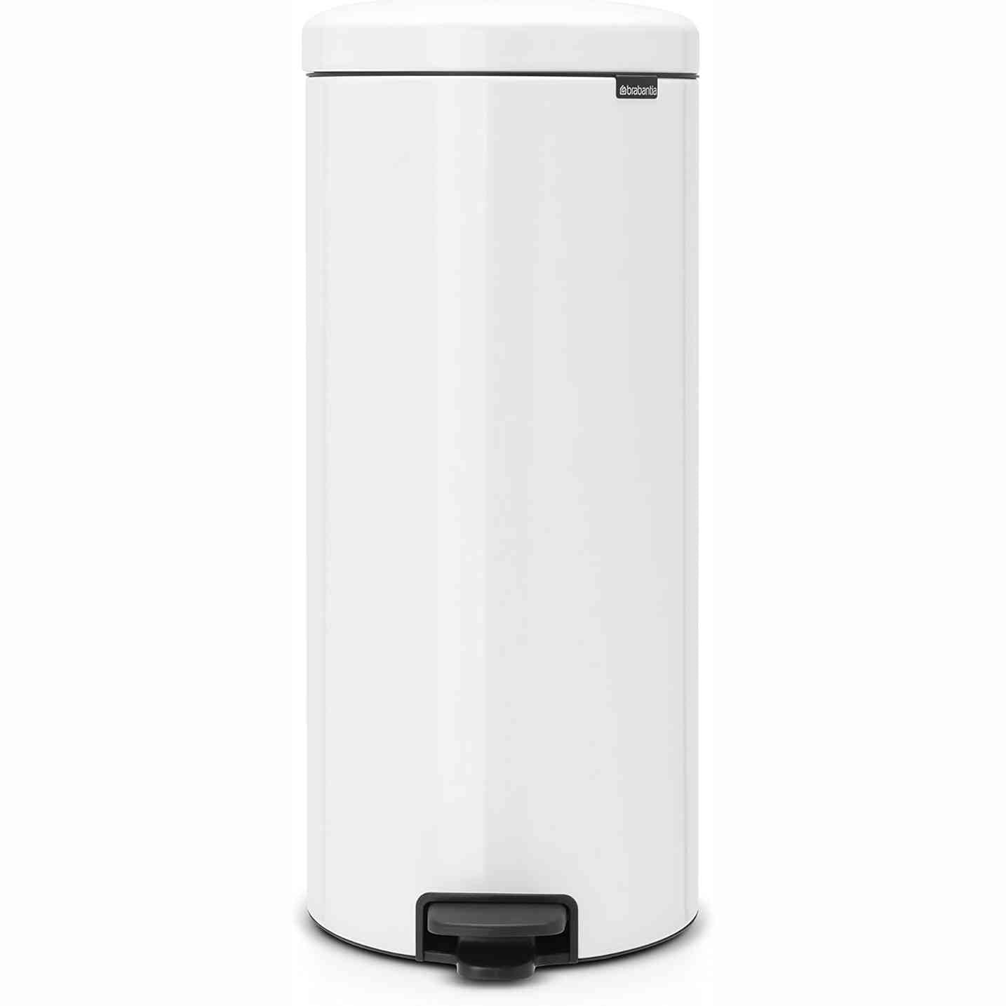 217092 - BRABANTIA 114748 Kosh plehrash i ri Icon me pedale, çelik inox, i bardhë, 30 x 34 x 67.5 cm, 30 L