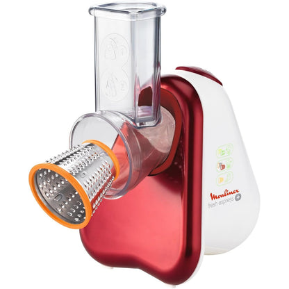 288310 - MOULINEX Fresh Express 5-në-1 Prerës Perimesh DJ755G10, i Kuq, i Bardhë, përfshin prerës në feta, prerës në kubikë, rende, tub i gjerë ushqyese, prodhuar në Francë
