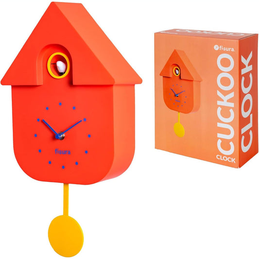 217172 - Fisura Orë muri me qyqe të kuqe, ekran blu, 3 bateri AA nuk përfshihen, 21.5x8x41.5 cm, Plastikë ABS