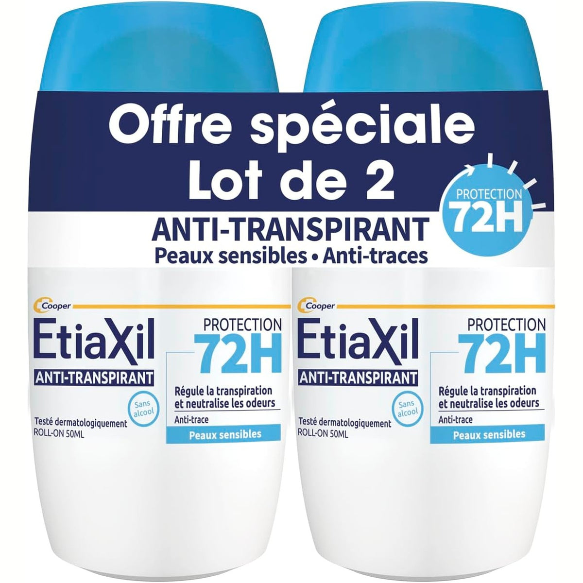 303409 - ETIAXIL Antidjersitës Roll-On Mbrojtje 72-orëshe për Lëkurë të Ndjeshme 2x50ml