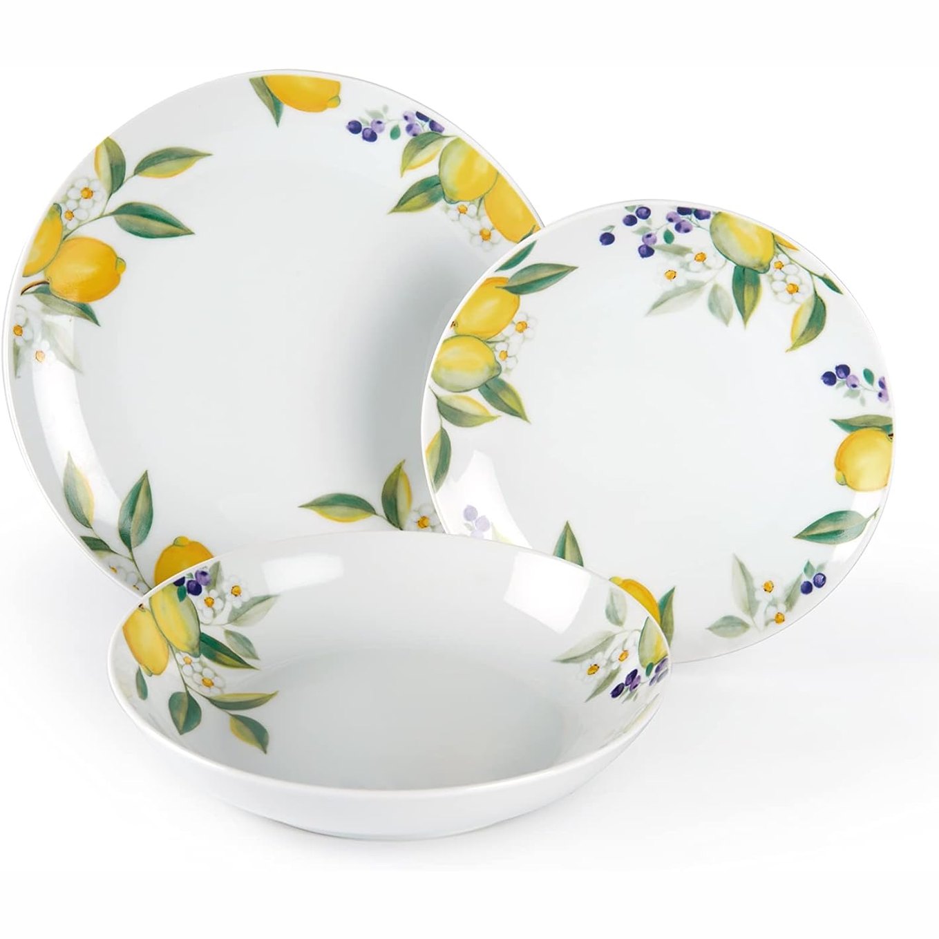 245141 - EXCELSA Set enësh darke Lemon me 15 pjesë, porcelani, i bardhë/limon