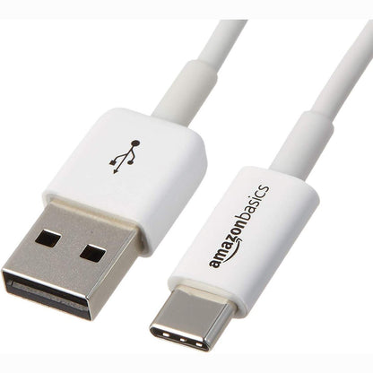 296417 - AMAZON BASICS KABLLO KARIKIMI TË SHPEJTË USB-C në USB-A 2.0, shpejtësi 480 Mbps, i çertifikuar USB-IF, për Apple iPhone 16/15, iPad, Samsung Galaxy, tableta, laptopë, 1.8 m, i bardhë