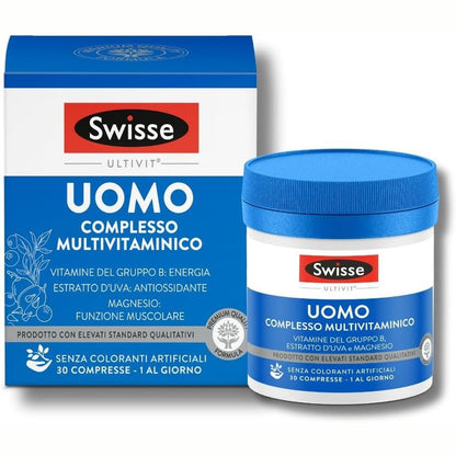 336896 - SWISSE Ultivit - Multivitaminë për Burra me Vitaminë C dhe Zink, 30 Tableta, Shtesa me Magnez, Biotinë dhe Hekur