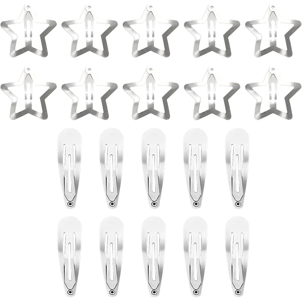 302655 - Set me 20 kapëse flokësh, aksesorë flokësh Kawaii për gra dhe vajza, kapëse flokësh metalike argjendi