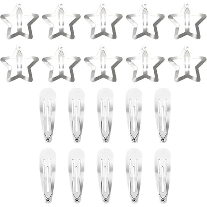 302655 - Set me 20 kapëse flokësh, aksesorë flokësh Kawaii për gra dhe vajza, kapëse flokësh metalike argjendi