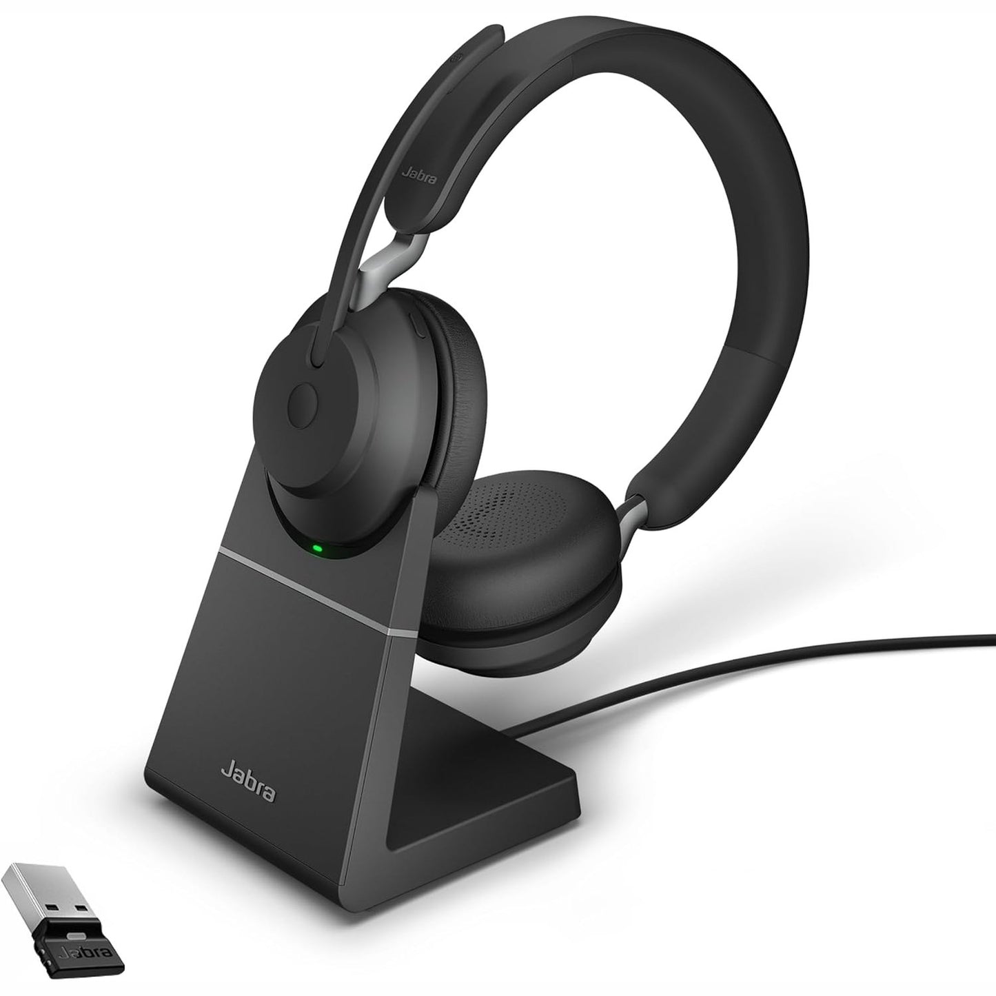 272682 - JABRA EVOLVE2 65 Kufje pa tel për PC, Kufje stereo të çertifikuara me mbështetje karikimi, Adaptues Bluetooth USB-A, të zeza