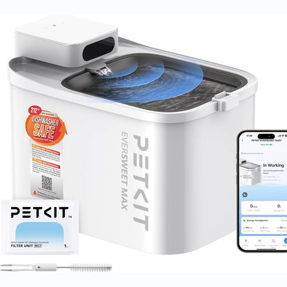 221094 - PETKIT Shatërvan uji EVERSWEET MAX 2, material rezistent ndaj nxehtësisë, 3L, funksionon me bateri, sensor lëvizjeje, kontroll me aplikacion, ultra i qetë