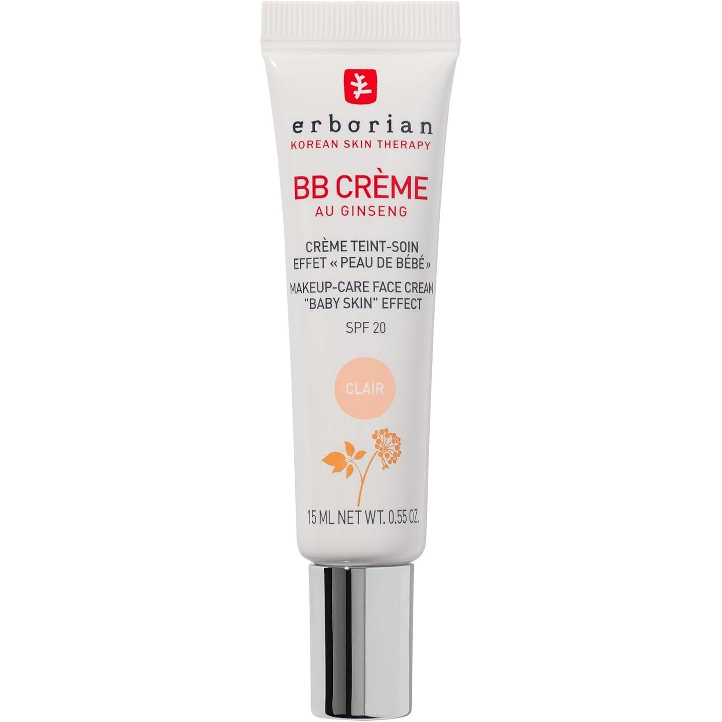 271606 - ERBORIAN Krem BB me Xhensen, Krem Përsosës 5-në-1, Trajtim Fytyre me SPF 20, Kozmetikë Koreane, Clair, 15ml