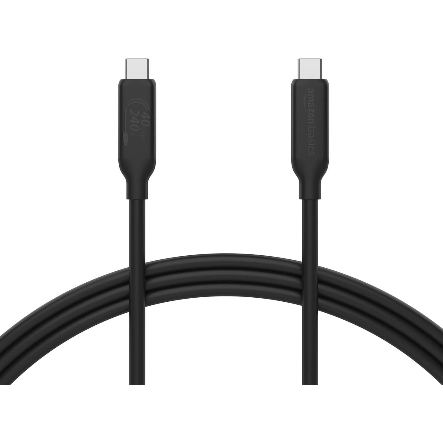 274365 - AMAZON BASICS Kabllo karikimi të shpejtë USB-C në USB-C 4, 40Gbps, video 8K, 240W, Thunderbolt 4/3, i çertifikuar USB-IF, për Apple iPhone 16/15, iPad, Samsung Galaxy, tableta, kompjuterë, 1 m, i zi