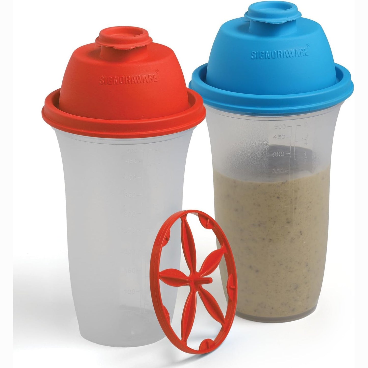168980 - SIGNORA WARE Shishe Plastike, Kapaciteti 500ml, Për Kokteje, Smoothie dhe Vakte, Për Përzierjen e Salcave, 2 Copë