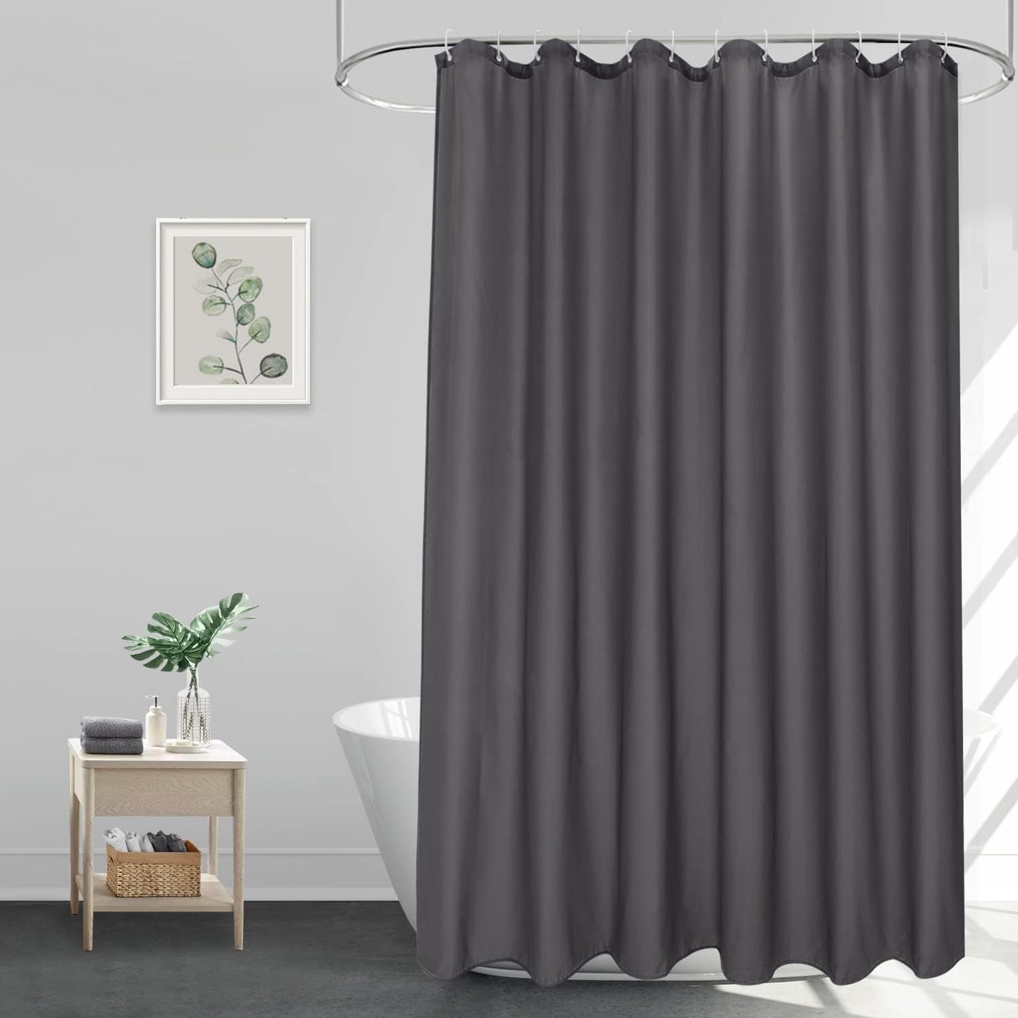 224293 - PERDE DUSHI EURCROSS 180X210 CM, PËLHURË ANTI-MYK ME 12 UNAZA