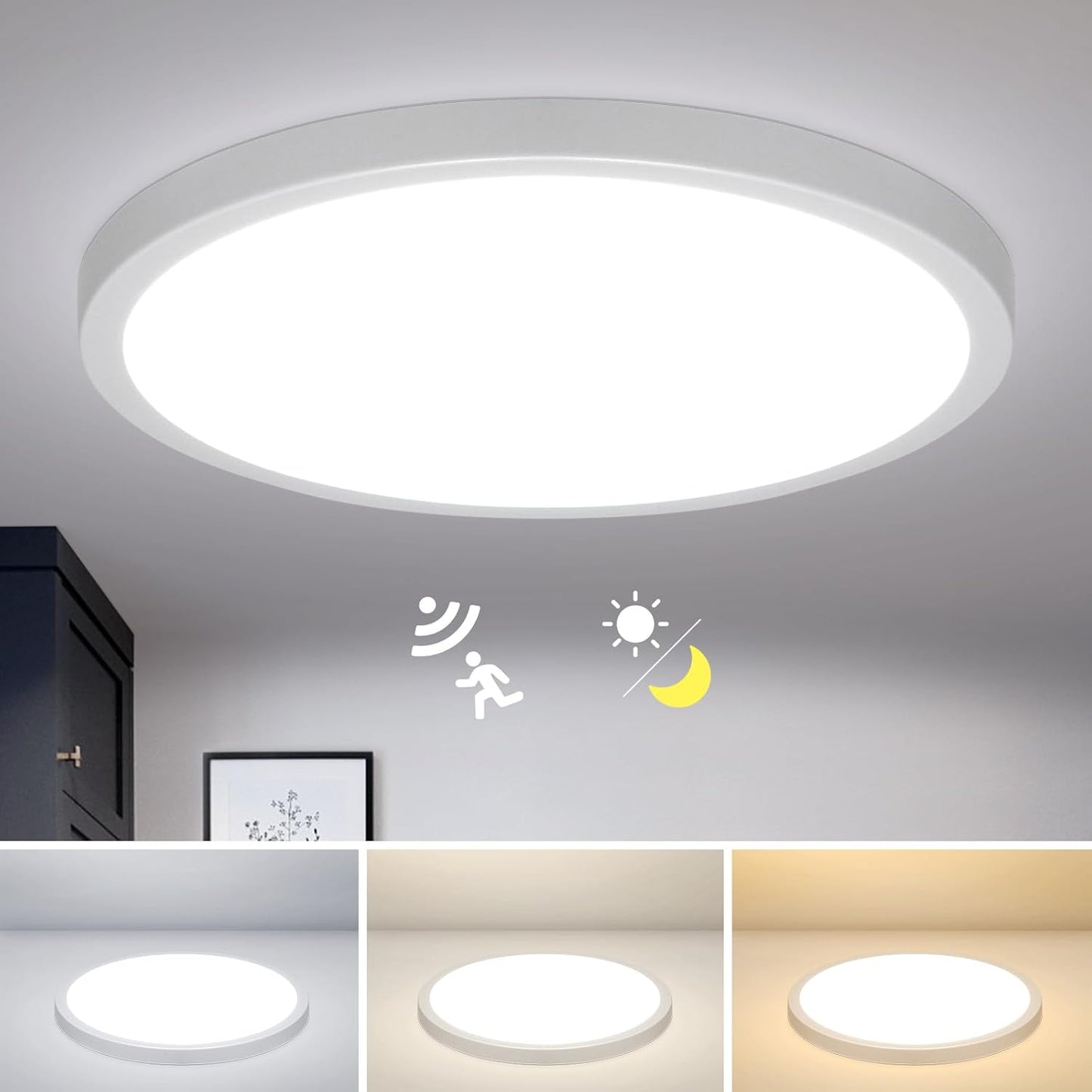 261621 - Dritë tavani LED 24W me sensor lëvizjeje, 30 cm, për përdorim të jashtëm