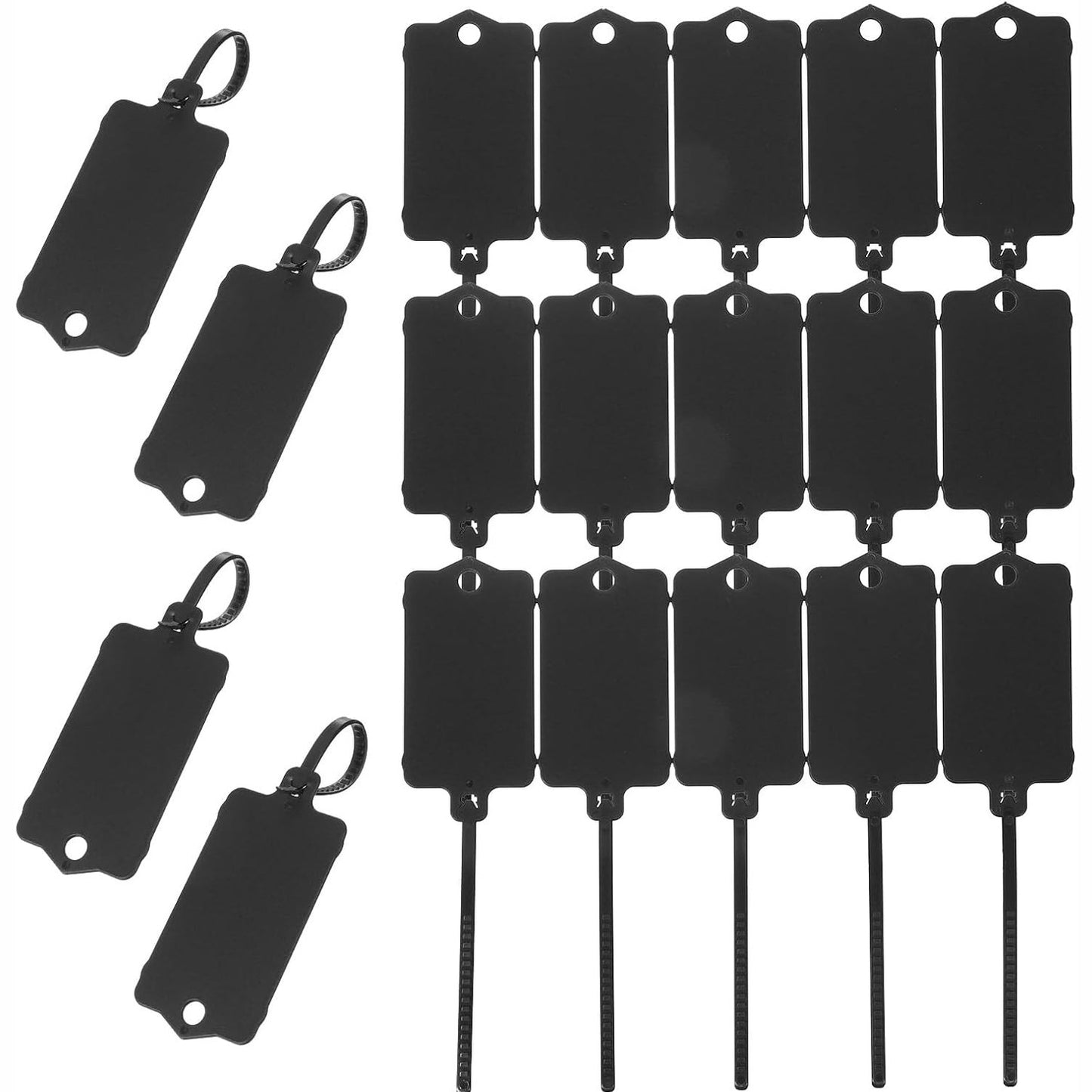 274538 - PATIKIL 50 copë Etiketa Plastike të Barabarta të Papërshkueshme nga Uji, 2.48 x 1.46 Inç, të Ripërdorshme, të Shkrueshme me Zinxhir për Etiketimin e Bagazheve, të Zeza