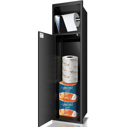 175051 - WIDLEP, Mbajtëse Letre Higjienike e Zhytur, Çelik Inox 304, Me Derë Rrëshqitëse, 66x18x14.5 cm, e Zezë