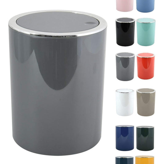 197952 - MSV Kosh Kozmetik Seritë e Banjës Aspen, Koshë për Banjë me Pedale, Kapak Lëvizës, Kapacitet 6 Litra (ØxL): 18.5 x 26 cm, Gri