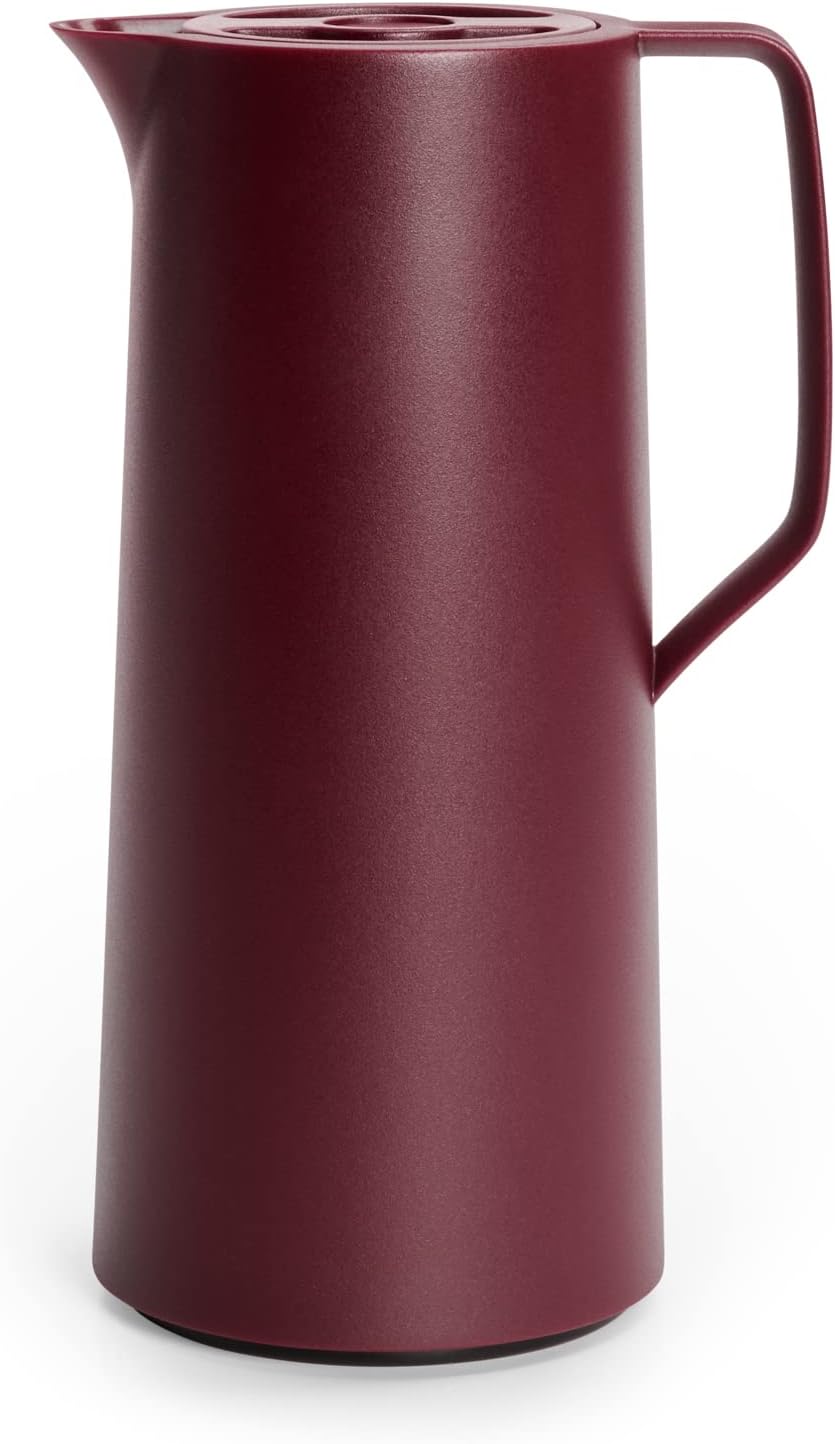 262258 - EMSAMotiva Enë e Izoluar, 1L, Mbyllje me Shtypje të Shpejtë, Mban Pijet të Nxehta për 12 orë, të Ftohta për 24 orë, Mbulesë Qelqi, Ngjyrë Burgundy, N41702