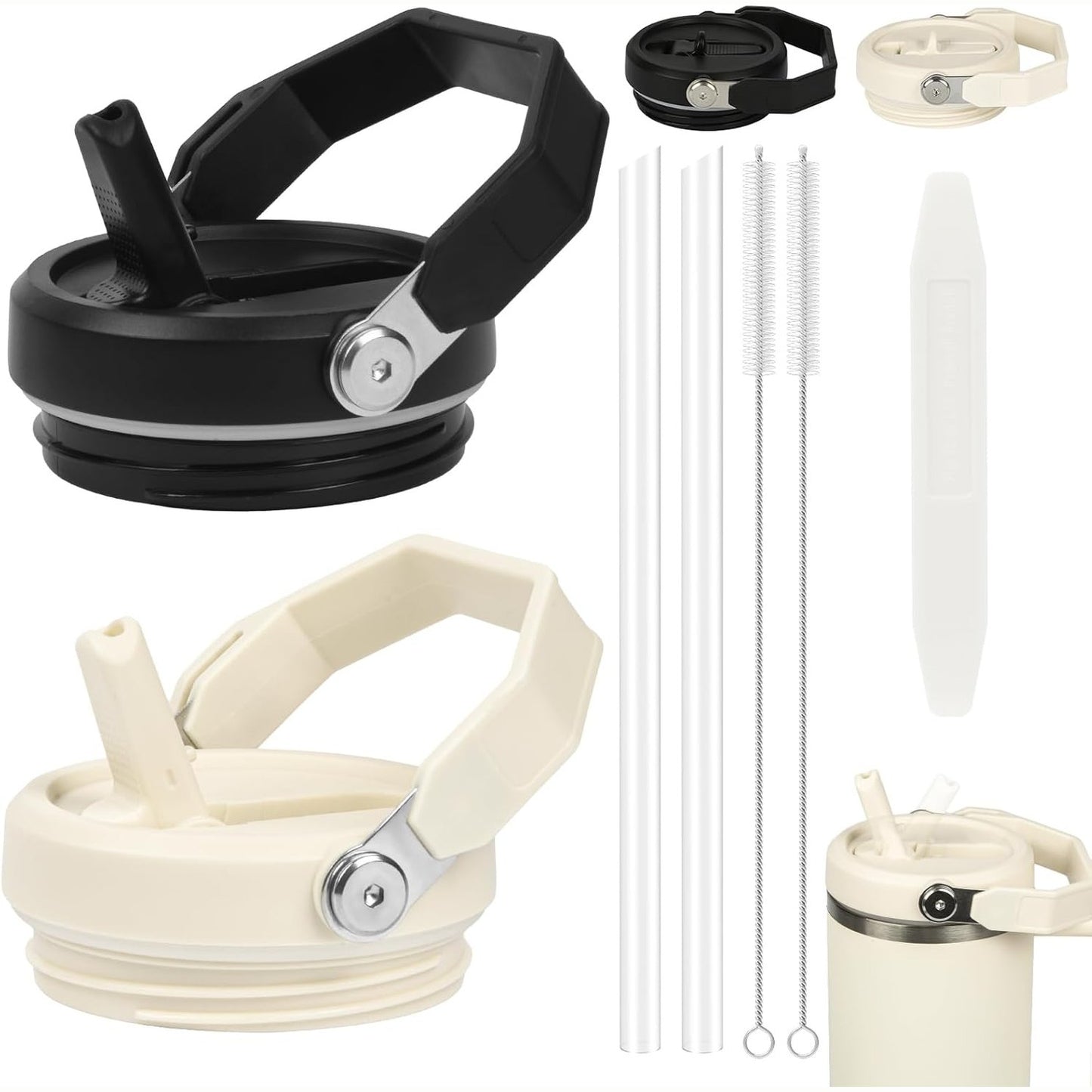 216566 - AYESY Kapakë Zëvendësues për Stanley, Pako me 2 Gota 40oz, E Zezë + E Bardhë