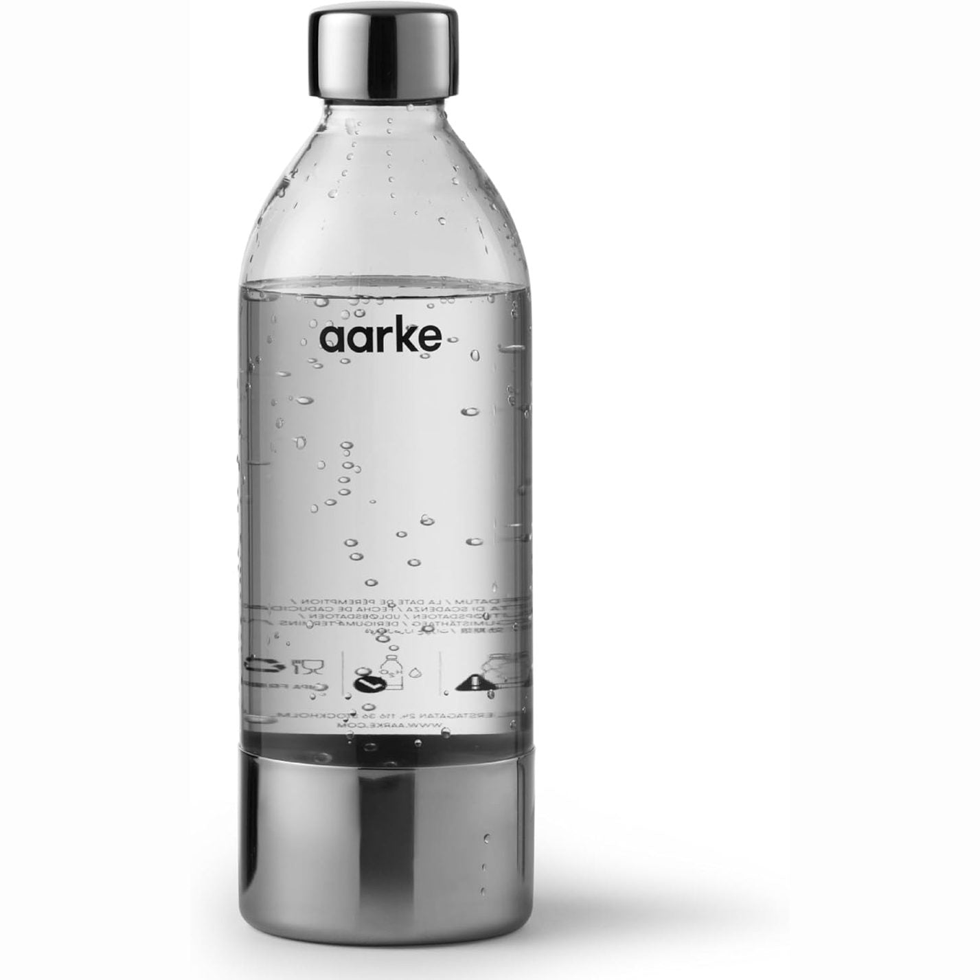 236712 - AARKE Shishe PET për makinën e ujit të gazuar Carbonator 3, pa BPA, 1000 ml, detaje çeliku inox