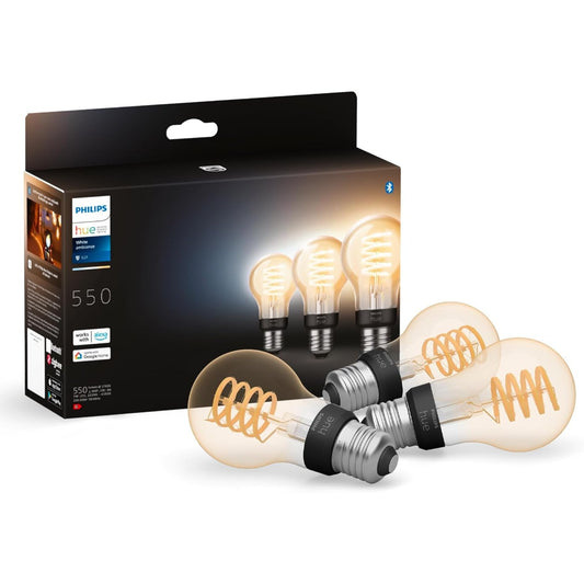 208076 - PHILIPS HUE Llambë Standarde A60 me Filament - Dritë e Bardhë nga e Ngrohta në të Ftohtë - Pako me 3, E27