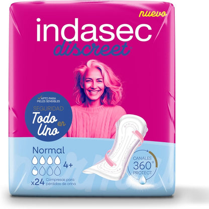 300425 - INDASEC Peceta Higjienike Discreet Normal, Pako me 8 qese, 192 njësi