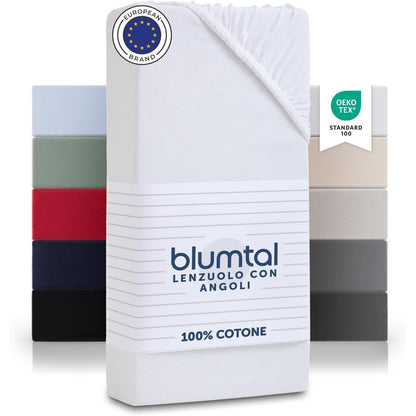 223556 - Çarçaf i montuar Blumtal® Basics 140x200 në set prej 2 copësh, pambuk, çarçaf i çertifikuar OEKO-TEX, i bardhë.
