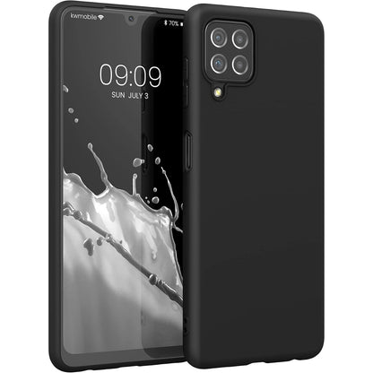 310679 - KWMOBILE - Mbështjellës TPU për Samsung Galaxy A22 4G - Mbështjellës telefoni që mbështet karikimin pa tel, mbulesë mbrojtëse fleksibile, mbulesë gome në ngjyrë të zezë mat