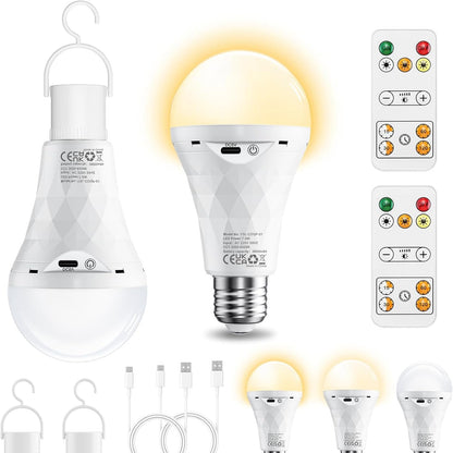 184416 - PHILIPS Llambë LED E27, e Rikarikueshme, me Telekomandë, Pako me 2, Për Jashtë, me Rregullim të dritës (3000K/4000K/6500K), Kapacitet 2600mAh, me Bazë Kohëmatës, USB, Për Tryezë/Kamping