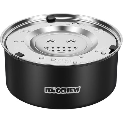 218850 - IDOGCHEW Tas 3L i Zi, Tas Uji për Qen prej Çeliku Inoks, Tas Pa Pika me Kapak Kundër Mbingarkesës dhe Derdhjes