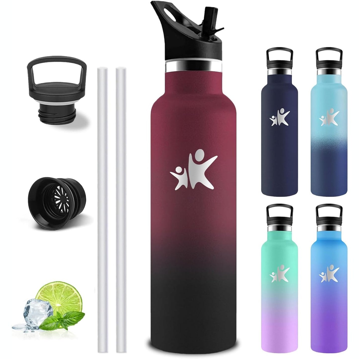 214643 - GRSTA Shishe uji e izoluar, 1L, pa BPA, e papërshkueshme nga rrjedhjet, çelik inox, izolim i dyfishtë, për ecje në natyrë, kamping, fitnes